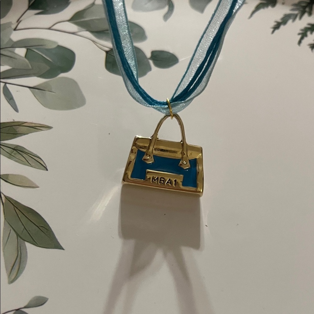 Gold and Blue Women's Bag Necklace